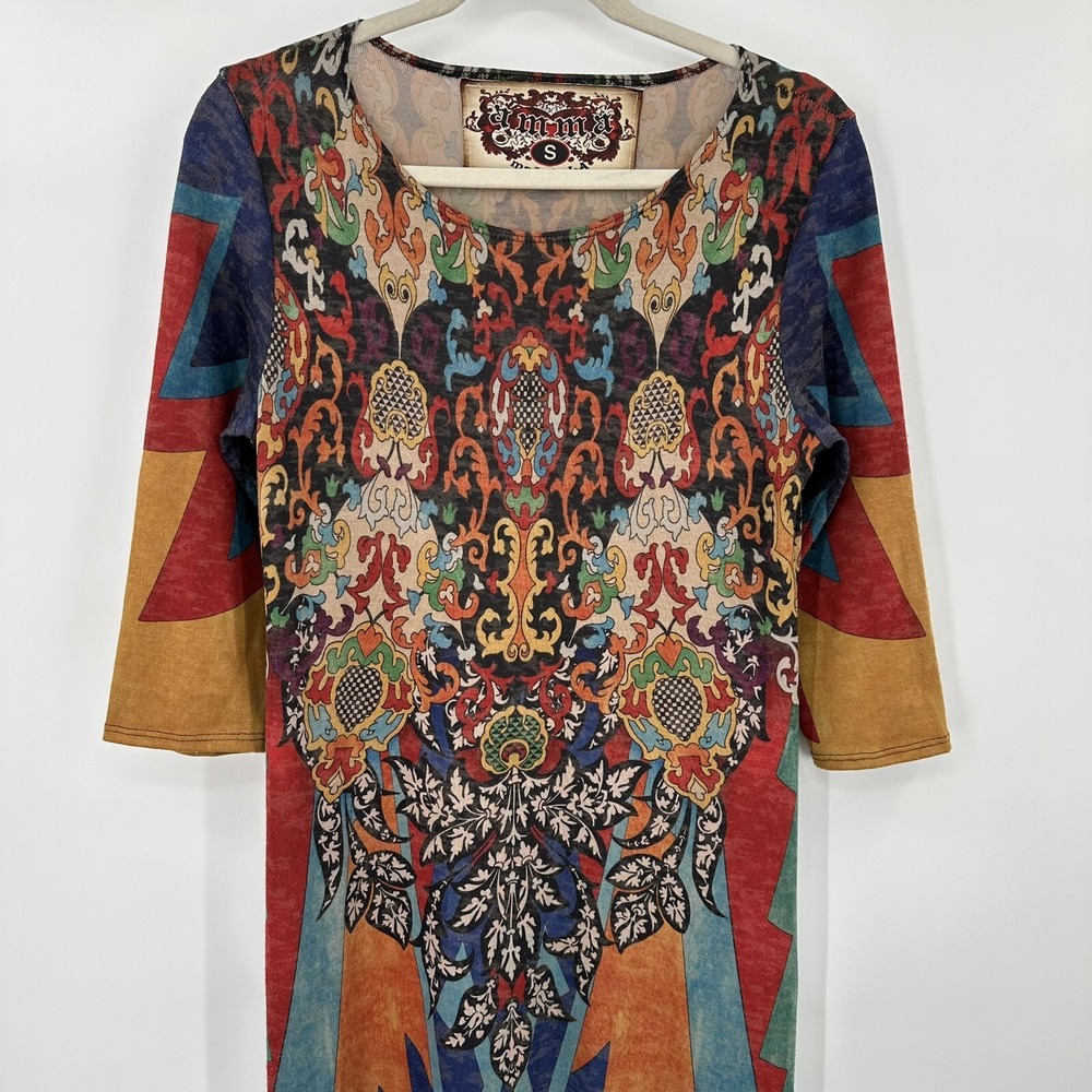 Amma Womens Multicolor Kaleidoscope Geometric Print High Low Maxi Dress Small